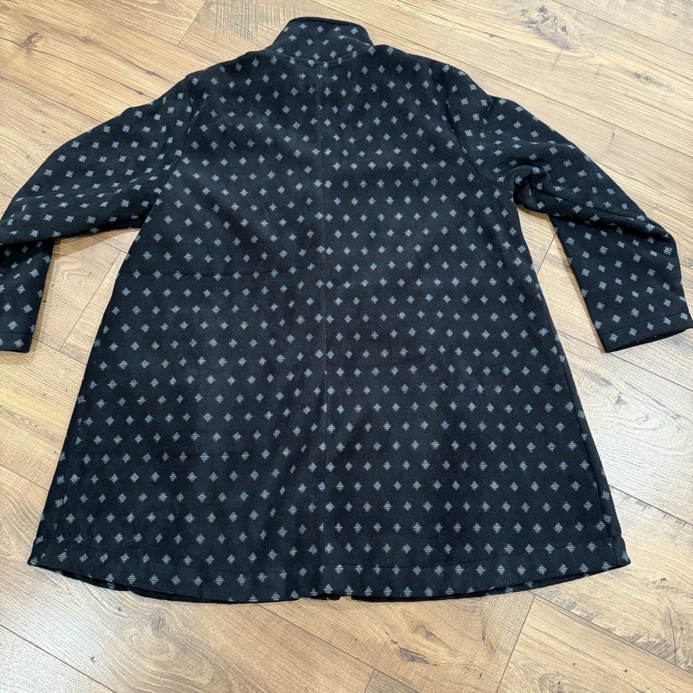 Woman Within Coat Women's L 18/20 Black Diamond Fleece Swing Funnel Neck - Picture 4 of 4